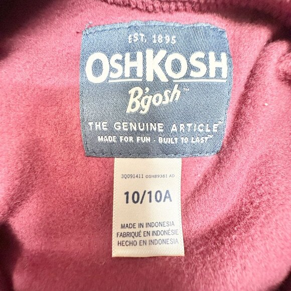 Oshkosh Bgosh Pullover Boys 10/10A Half-Zip Fleece Sweatshirt Burgundy Gray LS - Picture 5 of 7